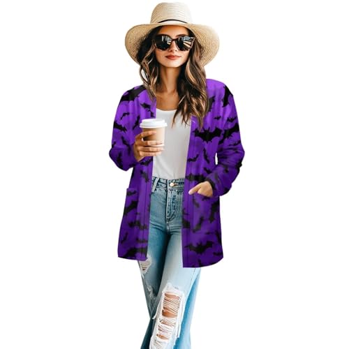 Image of Women's Lightweight Cardigans with Pockets Trendy Long Sleeve Open Front Cardigan Casual Tops Jackets Fall Oufits S-2XL