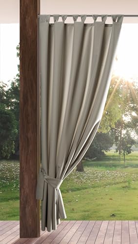 Eurofirany Outdoorvorhänge Gartenvorhänge Outdoor Vorhänge wasserdichte Terrassenvorhäneg Außenvorhang (Cappucino, 155 x 200 cm Schlaufen)