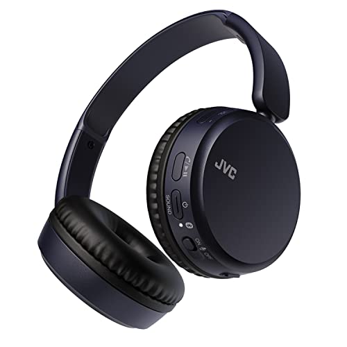 Cascos Inalámbricos de Diadema JVC - Auriculares con Bluetooth 5.2, Micrófono, 35h de Batería, 3 Modos de Sonido y Ecualizador. Ligeros, Graves potentes y diseño Ajustable, JVC HA-Z37W-A (Azul)