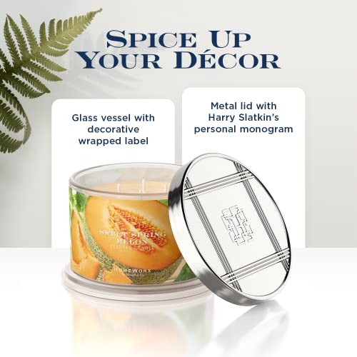 Premium Scented 4-Wick Candle, Sweet Spring Melon, Homeworx By Slatkin & Co - 18 Oz - Long-Lasting Jar Candle, 30-55 Hours Clean Burn Time - Ripe Honeydew, Watermelon, Wild Strawberry & Water Lily #TOP3
