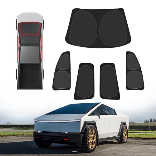 Black Windshield Sun Shade fit for Tesla Cybertruck Side and Front Window Sunshade UV Rays Protection Keep Cool Sunproof Sun Visor fit for Tesla Cybertruck Accessories(5PCS)