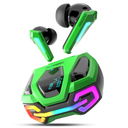 Image of numBer Super Buds GT M9 ANC (32db) Truly Wireless in Ear Earbuds with 60H Playtime, Dual Pairing Ear Buds, 35ms Low Latency, 13mm Speakers, 4Mic ENC, BT 5.4, Fast Charging, Made in India (Glass Green)