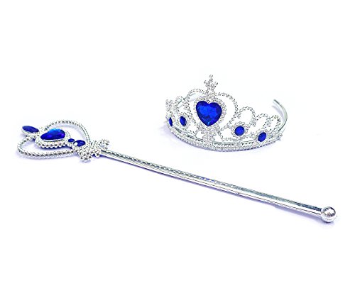 Kuzhi Frozen Crown Tiara and Wand Set – Silver Heart Jewel (Navy)