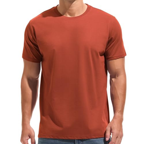 KLIEGOU Men's T-Shirts - Premium Cotton Vertical Grain Texture Tees - 75% Cotton Micro-Stretch 190 GSM Crew Neck T Shirt