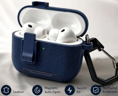 Image of for Leather AirPods Pro 3 Case 2025| Cute iPod Air Pods Pro 3 Case with Magnetic Lock | with Phone Holder & Keychain | Airpods 3 Pro Cases for Man Women(Model A2700 /A2931)(Blue)