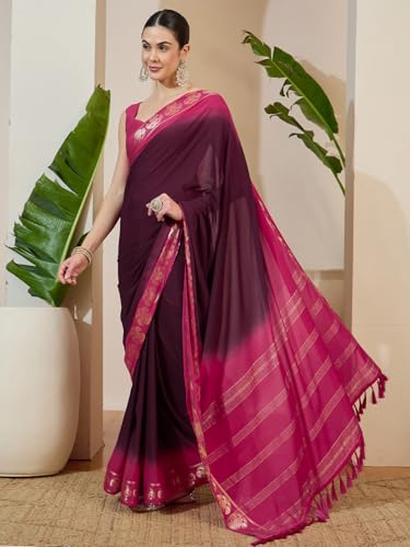 Image of AKHILAM Women's Mysore Silk Kanjivaram Pure Soft Ombre Print Saree With Unstitched Blouse Piece (73ALEKHA7301 NV Parent)