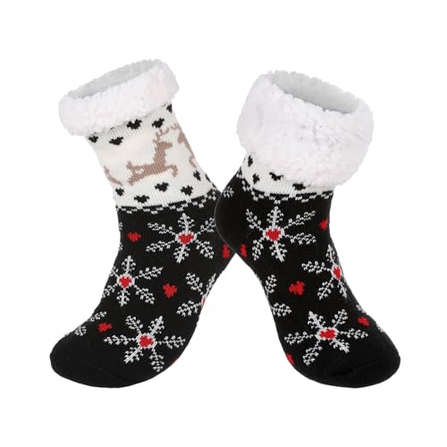 Image of Chassic Sherpa Lined Slipper Socks for Women, Non-Slip Cozy Winter House Socks, Soft Fuzzy Socks, Christmas Gifts for Women & Ladies Stocking Stuffers