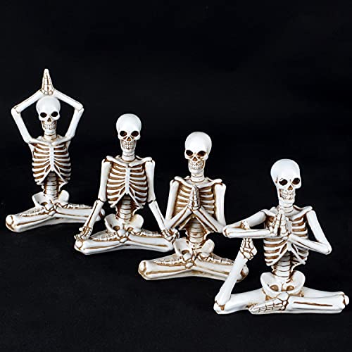 Conjunto de 4 Figuras Decorativas Yoga Skeletons Blanco miniatura 2