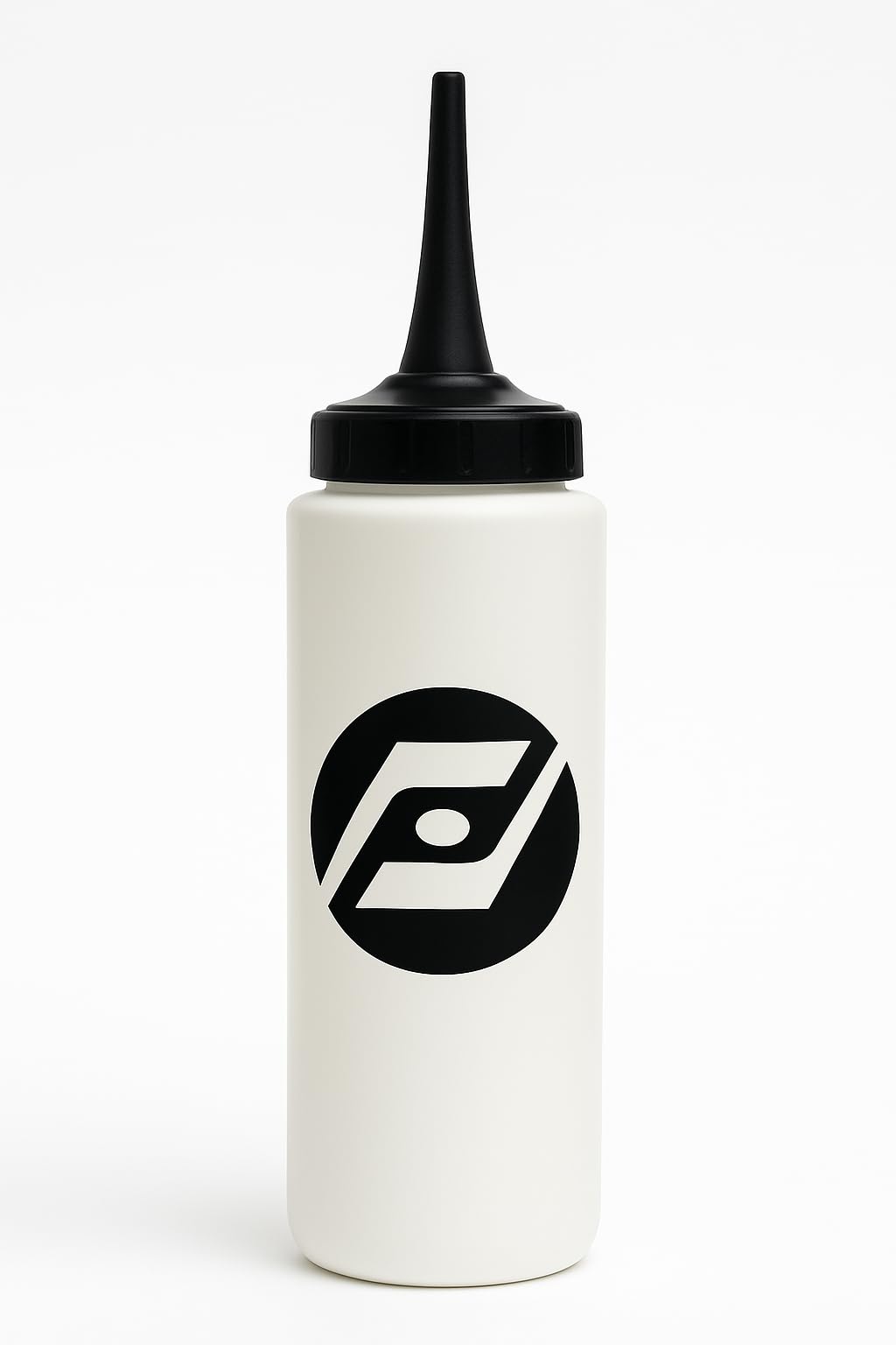 Sports water bottle black & white long nozzle 1L for all round sports (ice hockey, american football, gym) (White Long Nozzle)