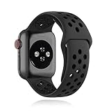 ZENGYQI コンパチブル Apple Watch バンド 38mm 40mm 41mm 42mm 44mm 45mm 49mm,ソフトシリコンバンド 通気性 スポーツシリコンストラップリストバンド交換バンドリストバンド iWatch series SE/8/7/6/5/4/3/2/1に対応 (42mm/44mm/45mm/49mm, 暗灰色/黒)