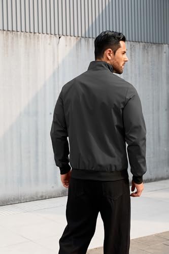 QTE Jacket for Men Fashion Windproof Bomber Jackets Coat Lightweight Casual Spring Fall Windbreaker Zip Up with Pocket3