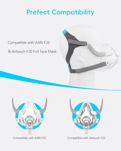 Image of AirFit /AirTouch F20 Headgear for ResMed Full Face Mask, CPAP Replacement Headgear Strap with Clips, Adjustable and Comfortable, Large, 1 Pack