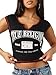 True Religion Women’s Buddha V Notch Baby Tee – Cropped Ribbed Knit Top with Puff Print Logo & Cap Sleeves – Jet Black, Medium
