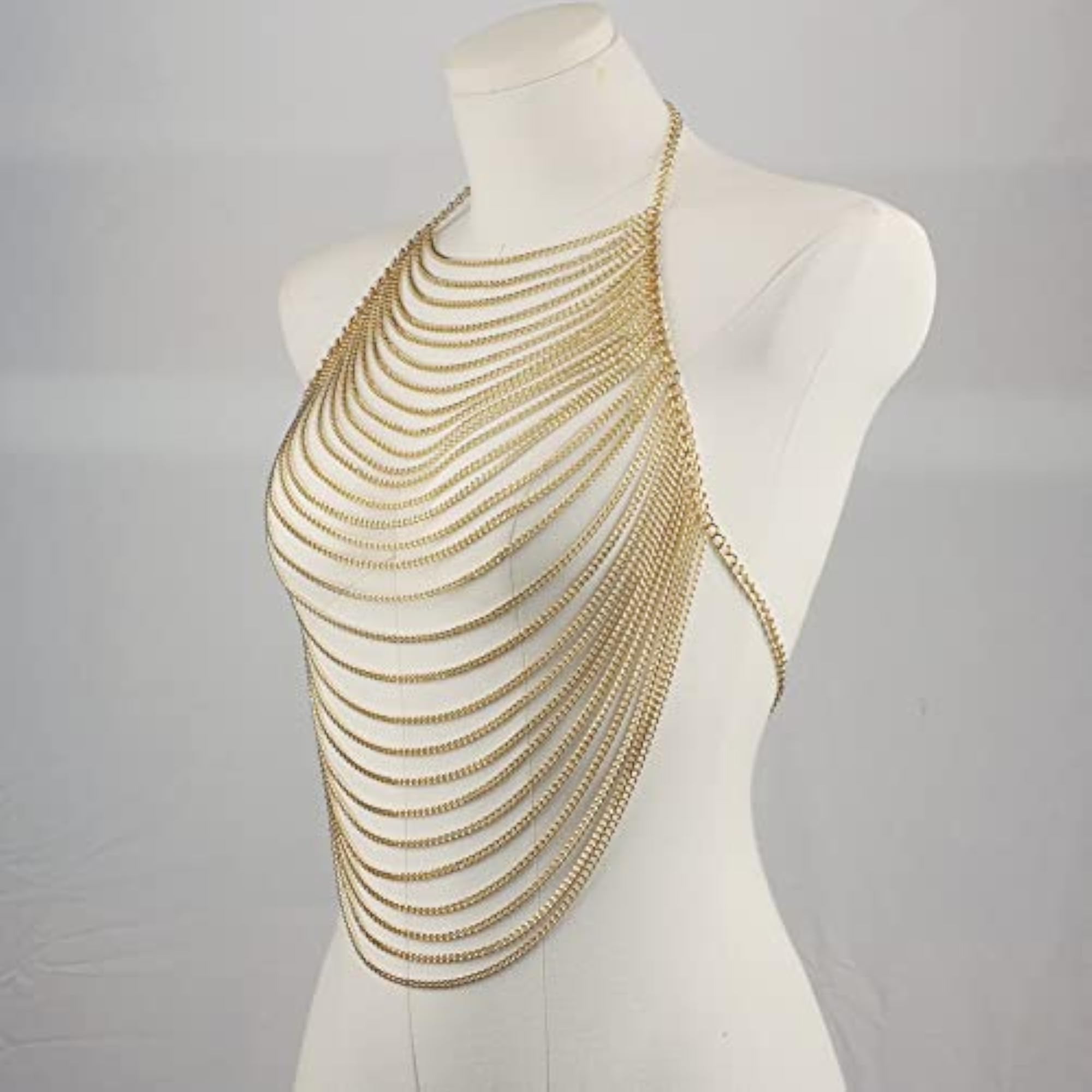 Women's Multi-Layer Gold Body Chain Necklace, Sexy Accessory
