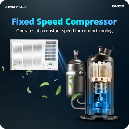 Image of Voltas 1.5 ton 2 Star Fixed Speed Window AC (Copper, Anti Dust Filter, 2-Way Air Swing, Memory Restart, Sleep Mode (182FS ELITE, White)