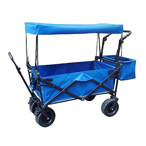 Carrito Compras Plegable y portátil jardín, Carrito utilitario con toldo, Multiusos Acampar al Aire Libre, Playa y Movilidad en Las 4 Ruedas, Capacidad Carga: 1000 LB