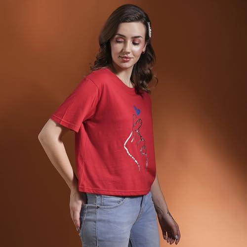 Image of Globus Women Green Printed Oversized T-Shirt-3638147001