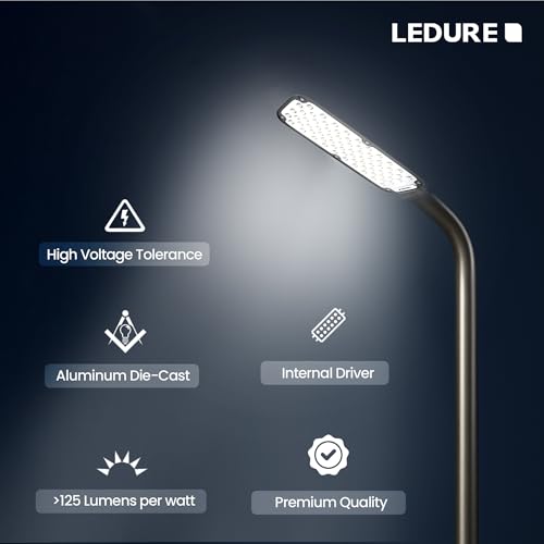 Image of Ledure Spectra 20W Cool White Halo LED Street Light-Pack of 1 | IP-65 & IP-66 Ultra Bright Energy Efficient Outdoor Waterproof Lamp | Durable Housing for Parking, Garden, Playground, Roads & Sidewalks
