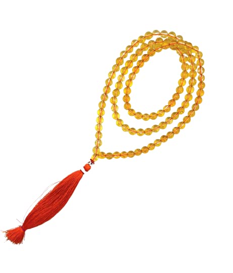 Image of Citrine Mala Natural Crystal Gemstone 8mm 108 Beads Jap Mala for Meditation, Pooja, Chanting, Wearing (8mm, Citrine)