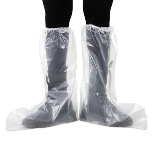 ZORVYN 4 Paia Copriscarpe Impermeabili con Elastico, Copristivali Usa e Getta per Uomo e Donna, Sovrascarpe Antiscivolo e Impermeabili per Esterno e Campeggio (Trasparente)