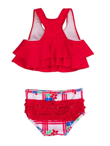 Image of RuffleButts Girls UPF50+ Sun Protection Flounce Bikini Two Piece Swimsuit
