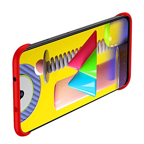 Image of Casotec Ultra Thin Frameless Transparent Hard PC Back TPU Corners Case Cover for Samsung Galaxy M31 - Red