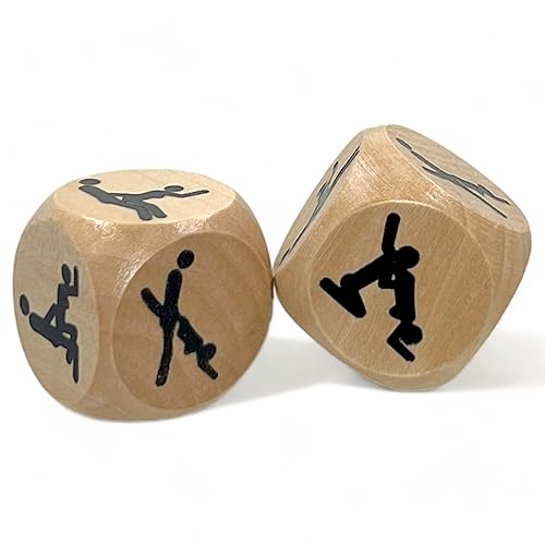 MIJOMA 2er Set Entscheidungswürfel Holz-Würfel Kamasutra, ca. 3 x 3 cm - Witziges Geschenk für Paare, Erotik-Spielzeug, Liebeswürfel, Sexspiel für Erwachsene, Romantische Idee für besondere Momente