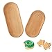 2 Piezas Bandeja de Madera, 2 Tamaños Plato Llano de Madera, Platos para Velas, Oval, Madera de Haya Maciza, Sin Laca ni Cera, Pulida a Mano, para Decoración del Hogar, Postre, Galleta, Pan