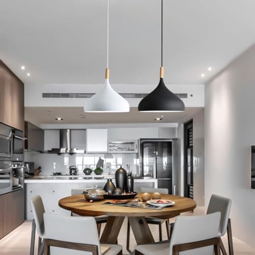 Suspension industrielle bois blanche pour ilot de cuisine et bureau design