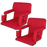 Portable Stadium Seat Chair Reclining Seat for Bench Bleachers W/Padded Cushion Shoulder Straps - 6...