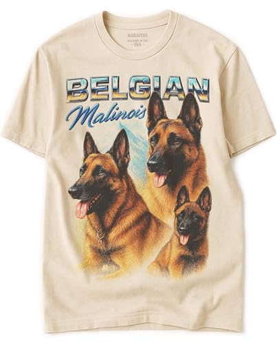 BABATEES Belgian Malinois Heavy Metal Tshirt for Dog Mom & Dad 100% Natural Undyed Cotton for Men & Women