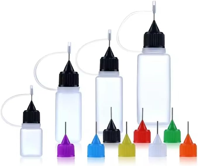 60ml Empty Plastic Dropper Bottles with Needle Tip Applicator, 2 OZ Squeezable PE Bottles with Funnels for DIY, painting, quilting and crafts (Red, 100sets + 10pcs funnels)