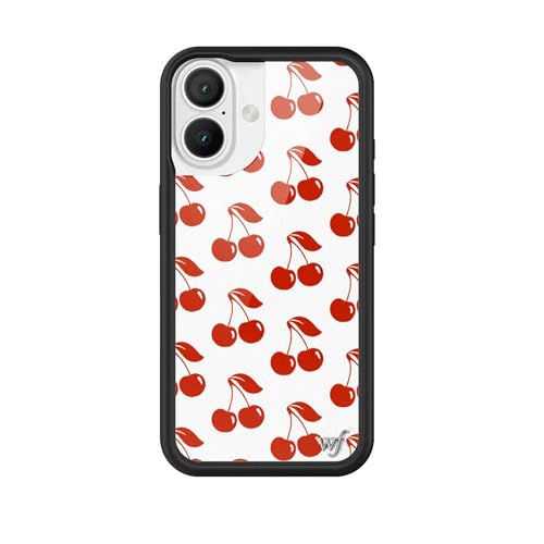 Image of Wildflower Cases - Compatible with iPhone 16 | Protective Black Bumper, 6.5ft Drop Test Certified, Women Owned Small Business | Cherry Red Summer Aesthetic Trendy | American Cherries