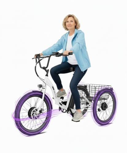 Image of ANCHEER Electric Tricycle for Adults, Peak 600W Folding Electric Trike, 24 inch 499Wh Ebike for Seniors, 15.5MPH Electric Bike, Removable Battery, 3 Wheel, LCD, Rear Differential, Basket