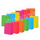 Colorful Gift Bags, 6 Colors 6”x3”x8” 24 PACK, Kraft Paper Party Favor Bags with Handles, Bulk Pack Rainbow Goodie Bags for Birthdays, Gifts, Weddings, Baby Showers, and Celebrations (24 Bags)