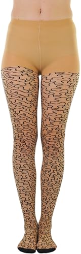 Image of ToBeInStyle Women's Strappy Zig Zag Lace Up Bandage Print Fashion Goth Tights