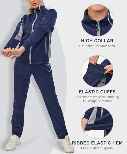 Little Donkey Andy Women's Tracksuit Set 2 Piece Sweatsuit Outfits Long Sleeve Zip Up Lounge Jogger Set with Zipper Pocket3