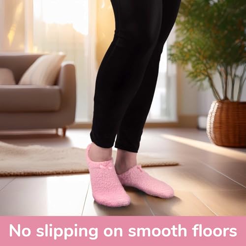 Image of BambooMN Women's Soft Fuzzy Cozy Footies Travel Home Non-Slip