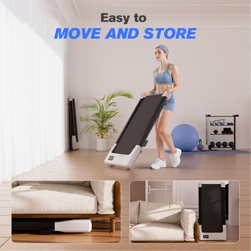 Image of Walking Pad with 6% Incline, 300LBS Capacity Under Desk Treadmill for Home Office, Quiet Portable Mini Treadmill with App & Remote Control,No Assembly,Slim Design for Small Spaces(BA09&White)