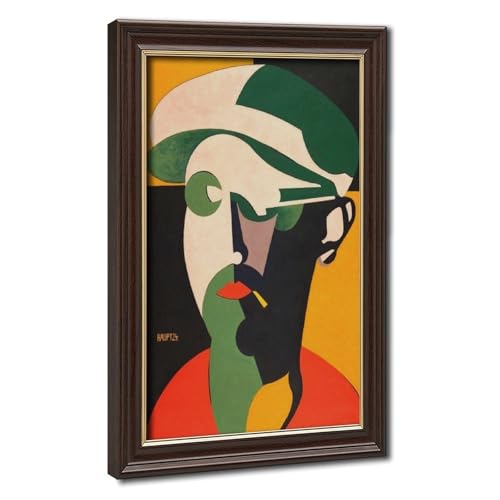 Toile Karl Hermann Haupt autoportrait, cadre suspendu 30x45cm décoration murale salon