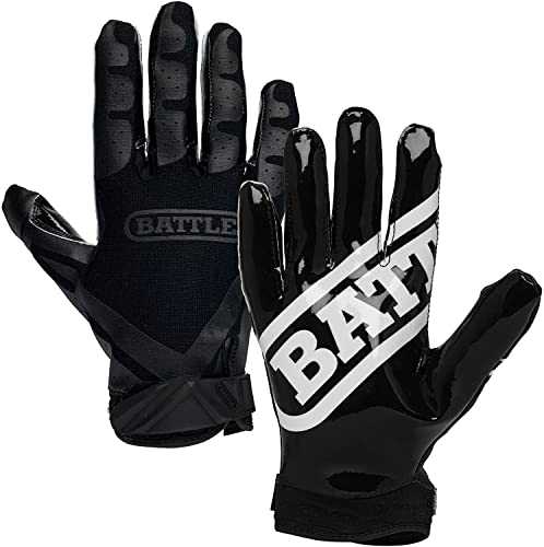 Battle Ultra-Stick Receiver Gloves, Adult Small - Black/Black #TOP13