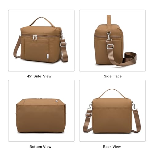 Image of NOL Natural Organic Lifestyle Insulated Lunch Bags for Women Cooler Bag Lightweight Nylon Waterproof Lunch Box For Work (Small, Brown)