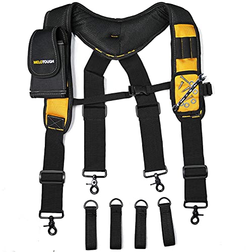 Image of MELOTOUGH Magnetic Tool Belt Suspenders with Magnetic WristBand for Work Belt Padded Suspenders Constrcution