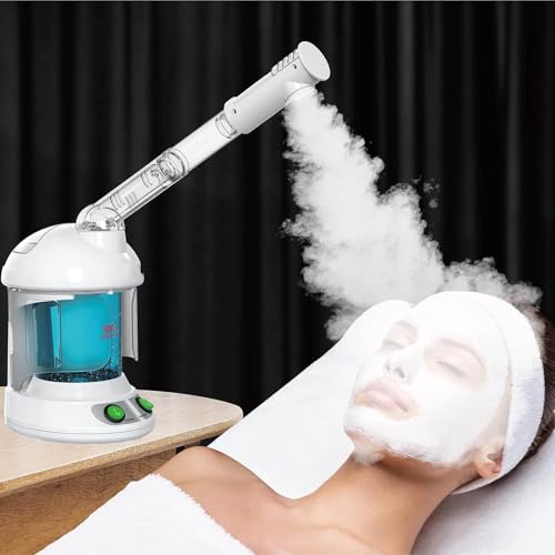 Vaporizador Facial Nano-Iónico con Brazo Extensible y Boquilla Rotativa 360° – Steamer Portátil para Cuidado Facial en Casa o Salón