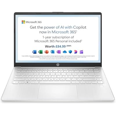 HP Laptop 14-eg0001na 4G LTE with 20GB of EE data, 14 inch, Snapdragon 7c, 4GB RAM, 128GB eMMC, Windows 11 - Silver
