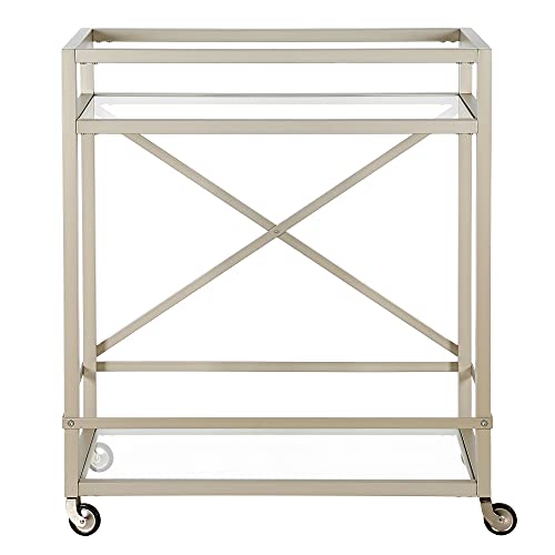 Image of Wilson 30'' Wide Rectangular Bar Cart in Satin Nickel