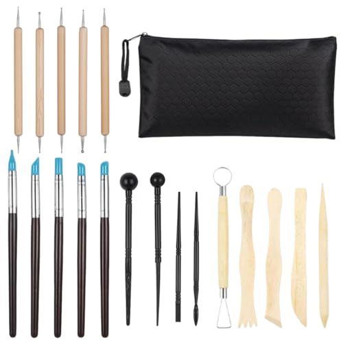 KEQAR Set di 20 strumenti per modellare – attrezzi per ceramica, attrezzi per creta polimero, ideali per principianti, artisti e artigiani