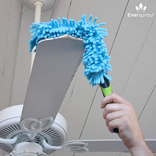 Image of EVERSPROUT Fan Duster (Attachment Only), Bendable Microfiber Cleaner | For Ceiling Fans & High Ceilings, 17 inch Duster Twists onto 3 /4in Acme Threaded Poles, Machine Washable Sleeve