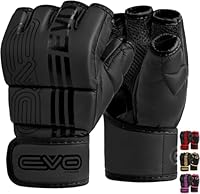 EVO Fitness MMA-Handschuhe, Martial Arts Handschuhe, Grappling Sparring für Herren, Muay Thai Käfig, Kampfsport, Damen, Rosa, UFC, Boxsack, Training (Schwarz, M)