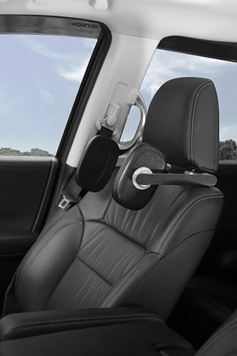 Image of DHOUSE Car Headrest Pillow, Adjustable Head Neck Support Pillow, Travel Sleeping L Shaped Design for Kids and Adults, Only Suitable for Car Seat Headrest with Poles, Black